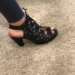 Black cut out lace up heels size 9 1/2